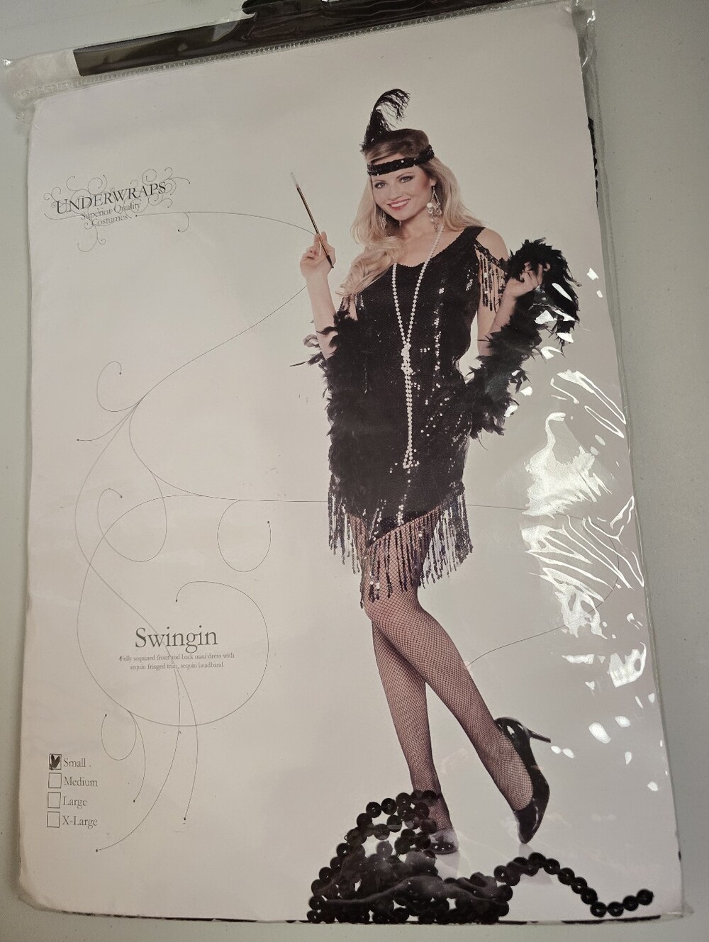Underwraps Swingin 1920's Flapper Dress Costume NEW retail pkg Small Adult